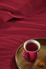 Cearșaf cu elastic Elysee 180X200 cm, culoare roșu, 100% bumbac OEKO TEX - imagine 6