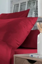 Cearșaf cu elastic Elysee 180X200 cm, culoare roșu, 100% bumbac OEKO TEX - imagine 7