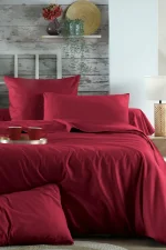 Cearșaf cu elastic Elysee 180X200 cm, culoare roșu, 100% bumbac OEKO TEX - imagine 3