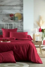 Cearșaf cu elastic Elysee 180X200 cm, culoare roșu, 100% bumbac OEKO TEX - imagine 2