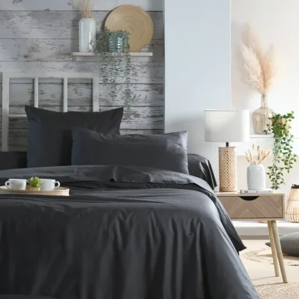 Cearsaf de pilotă Elysee pat dublu 240X220 cm, culoare antracit, 100% bumbac OEKO TEX
