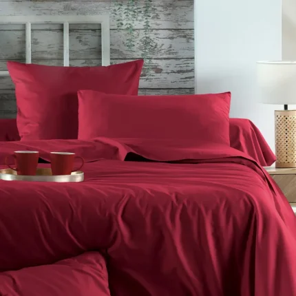 Cearsaf de pilotă Elysee pat dublu 240X220 cm, culoare rosu, 100% bumbac OEKO TEX