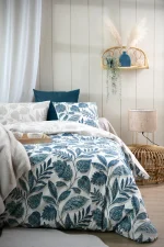 Lenjerie Calliope pat dublu, 3 piese, cearsaf pilota 240X220 cm, 2 fete de perna 63×63 cm, culoare verde petrol, 100% bumbac OEKO TEX - imagine 6