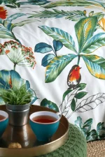 Lenjerie Arupana pat dublu, 3 piese, cearsaf pilota 240X220 cm, 2 fete de perna 63×63 cm, culoare verde, 100% bumbac OEKO TEX - imagine 3