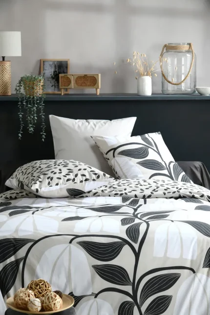 Lenjerie Joyna pat dublu, 3 piese, cearsaf pilota 240X220 cm, 2 fete de perna 63×63 cm, culoare natural, 100% bumbac OEKO TEX - imagine 4