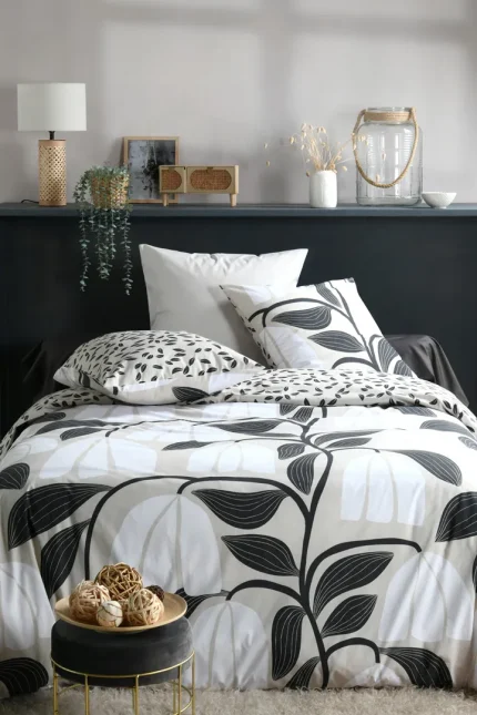 Lenjerie Joyna pat dublu, 3 piese, cearsaf pilota 240X220 cm, 2 fete de perna 63×63 cm, culoare natural, 100% bumbac OEKO TEX - imagine 5