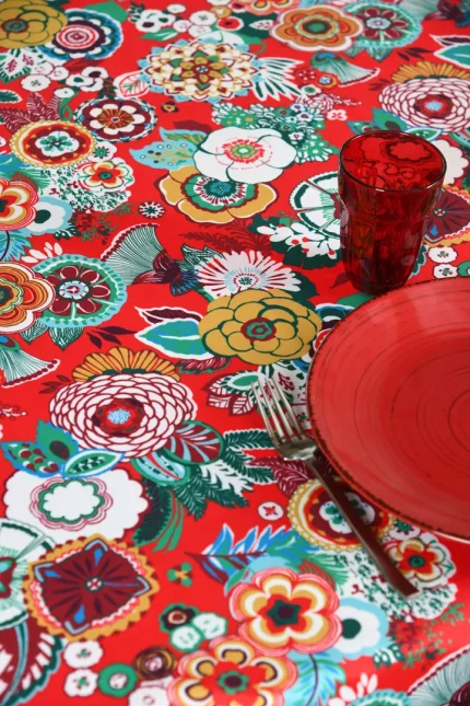 Față de masă Gipsy 140X240 cm, culoare roșu, 100% poliester - imagine 3
