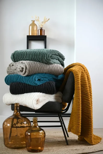 Pătură Columbia 130X160 cm, culoare antracit, 100% poliester - imagine 2