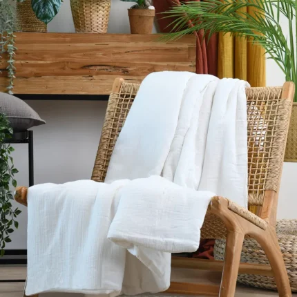 Pătură Coline 125X150 cm, culoare Crem, 100% bumbac