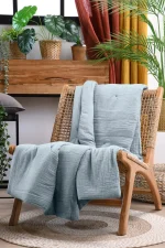 Pătură Coline 125X150 cm, culoare Bleu, 100% bumbac