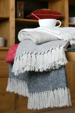 Pătură Geneve 125X150 cm, culoare Roșu/Natural, 55% bumbac, 45% poliester