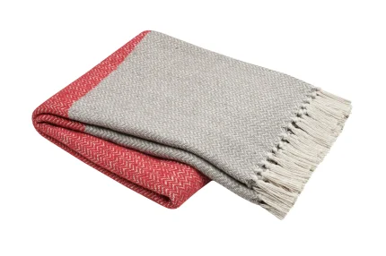 Pătură Geneve 125X150 cm, culoare Roșu/Natural, 55% bumbac, 45% poliester - imagine 2