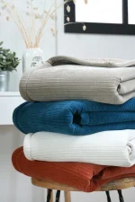 Pătură Clayton 130X160 cm, culoare Natural, 100% poliester - imagine 4