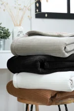 Pătură Clayton 130X160 cm, culoare Cappuccino, 100% poliester - imagine 4