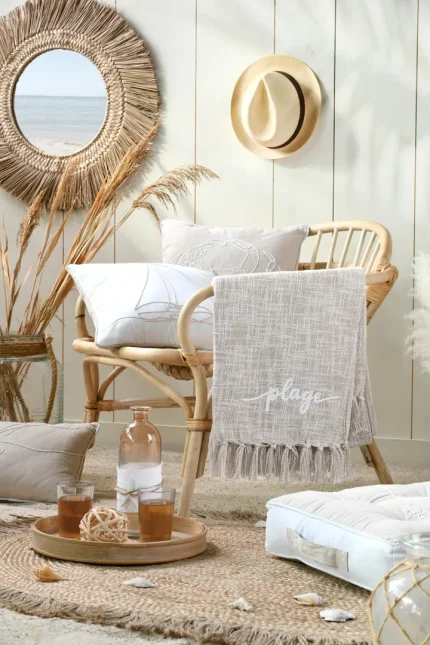 Pătură Dunes 125×150 cm, culoare Natural, 55% bumbac, 45% poliester - imagine 2