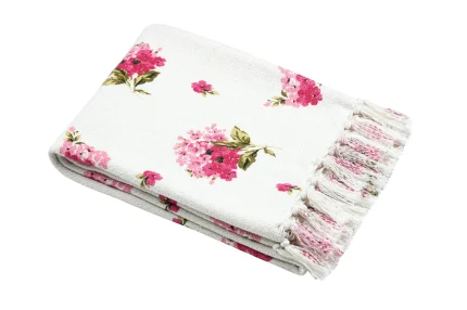 Pătură Printemps 125x150 cm, culoare Roz/Alb, 55% bumbac, 45% poliester - imagine 2