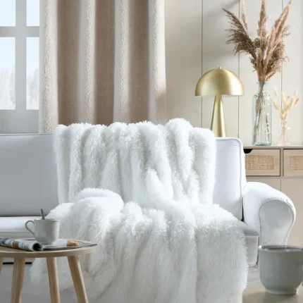 Pătură Cosylife 130X160 cm, culoare Alb, 100% poliester