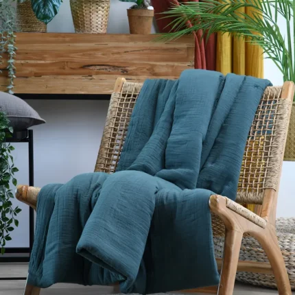 Pătură Coline 180X220 cm, culoare Verde petrol, 100% bumbac