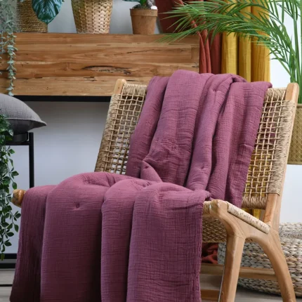 Pătură Coline 125X150 cm, culoare Visiniu, 100% bumbac