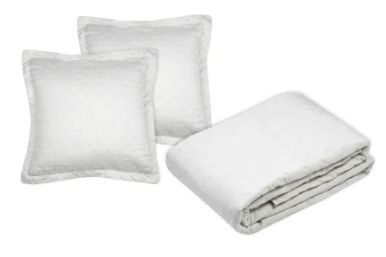 Cuvertură matlasată Cleo 260X240 cm, 2 fețe de pernă 65X65 cm, culoare Natural, 100% poliester - imagine 2