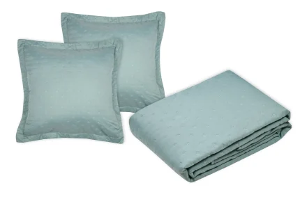 Cuvertură matlasată Cleo 260X240 cm, 2 fețe de pernă 65X65 cm, culoare Verde pastel, 100% poliester - imagine 2