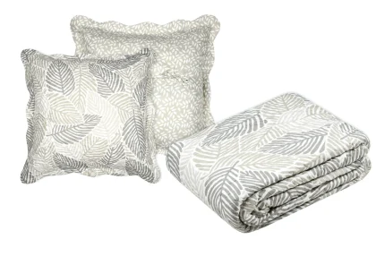 Cuvertură matlasată Gally 260X240 cm, 2 fețe de pernă 65X65 cm, culoare Natural, 100% poliester - imagine 3