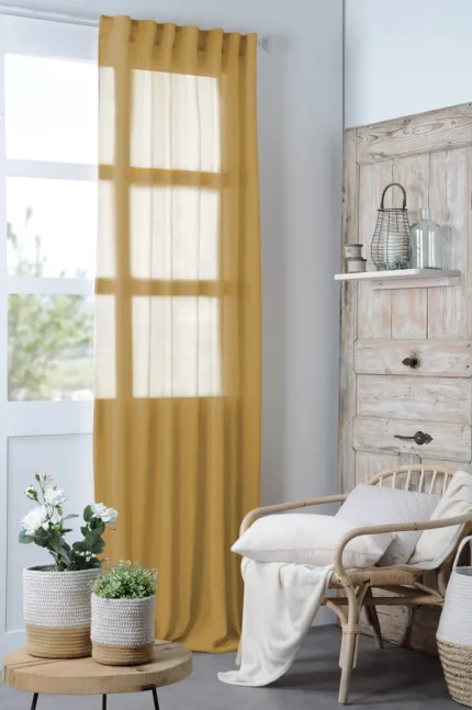 Perdea Madrid 140X260 cm, culoare muștar, 100% poliester - imagine 2