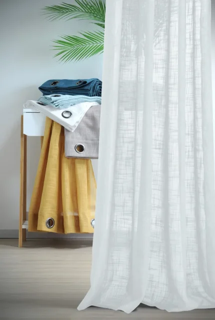 Perdea Ontario 135X260 cm, culoare alb, 100% poliester - imagine 2