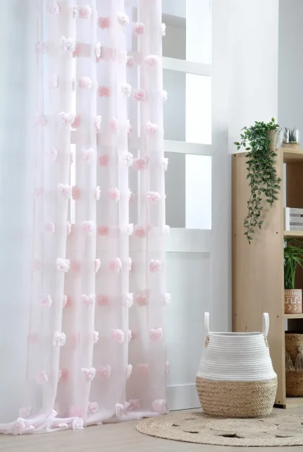 Perdea Pompinou 135X260 cm, culoare roz pudră, 100% poliester - imagine 2