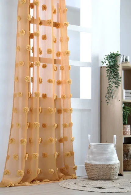 Perdea Pompinou 135X260 cm, culoare muștar, 100% poliester - imagine 2