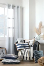 Perdea Camaret 140X260 cm, culoare bleu, 100% poliester - imagine 4