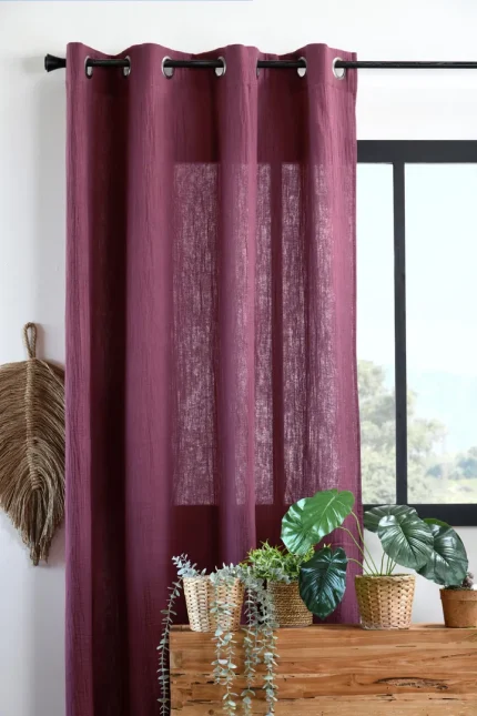 Draperie Coline 140X260 cm, culoare vișiniu, 100% bumbac - imagine 2