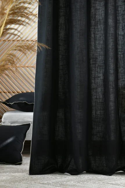 Draperie Helios 140X260 cm, culoare negru, 100% bumbac - imagine 2