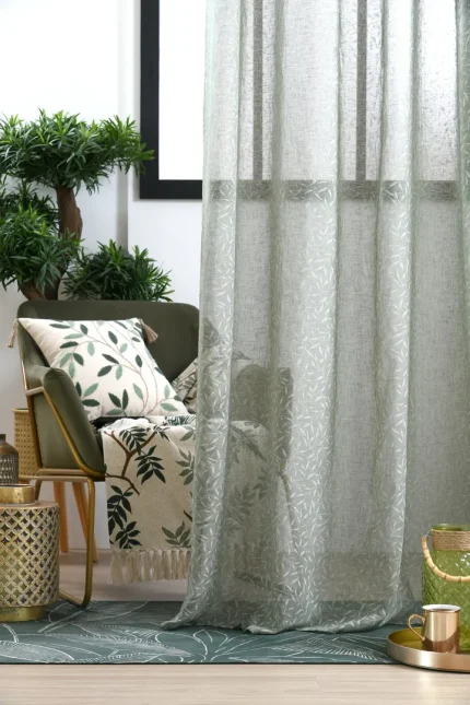 Perdea Heidi 140X260 cm, culoare gri verde, 100% poliester - imagine 2