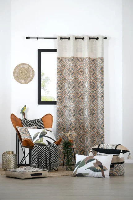 Draperie Tucano 140X260 cm, culoare bej/crem, 45% poliester 55% bumbac - imagine 2