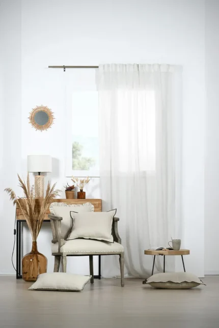 Perdea Voal Titus 140X260 cm, culoare crem, 5% in 95% poliester - imagine 5