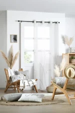 Perdea Pampa 140X260 cm, culoare alb, 100% poliester - imagine 2