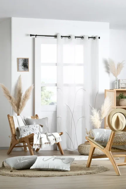 Perdea Pampa 140X260 cm, culoare alb, 100% poliester - imagine 2